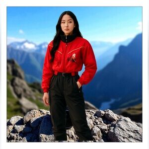 Bogner Ski Jumpsuit Red Black Snowsuit